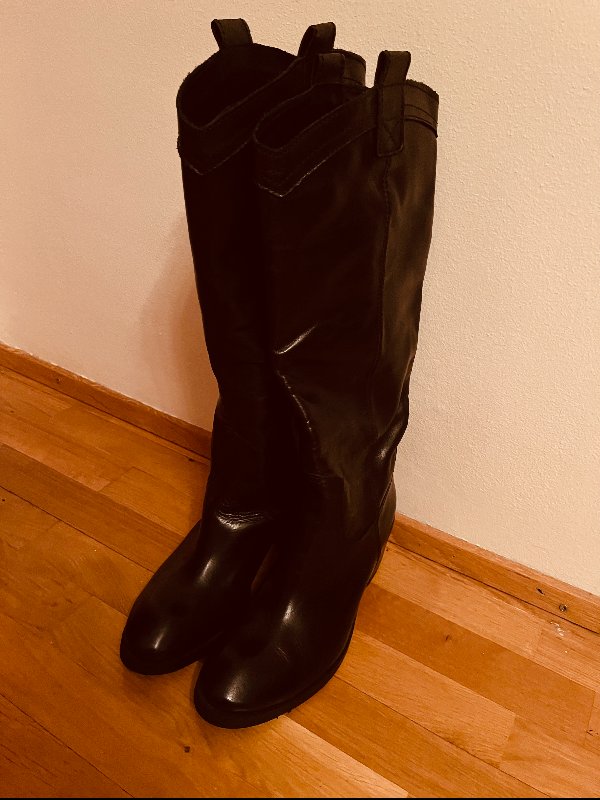 Black leather boots