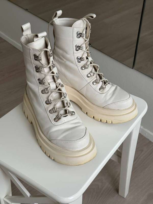 Leather white boots